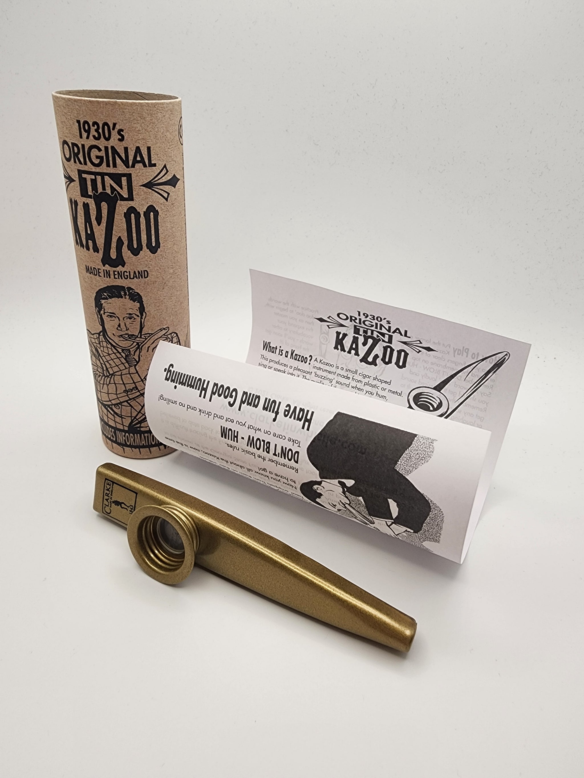 Clarke Original Tin Kazoo, Instructions, Storage Tube – Kazoobie